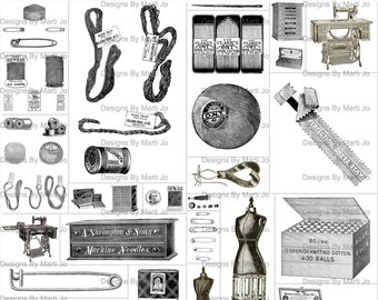 Efímera de costura vintage / Imágenes de costura vintage imprimibles / Descarga instantánea / Uso comercial OK / VC60