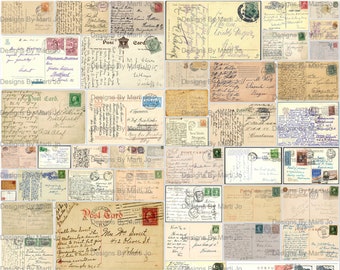 Vintage Filled Out Postcards Set | 50 Printable Antique Handwritten Postcards | Includes 5x10 JPG And PDF Of All Images | JJ107