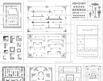 Vintage Decorative Victorian Borders And Ornaments | 12 Vintage Clipart PNG Files | Instant Download | Commercial Use OK | VC13