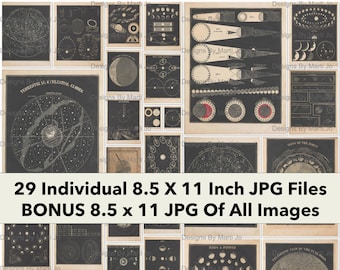 1849 Vintage Astronomy Textbook Art | 29 Space Images Printable JPG Pages | BONUS: One 8.5 x 11 Jpg Of All Images (6x5) | JJ102