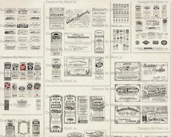 11 Vintage Apothecary Labels Transparent PNG Sheets | Printable Digital Pharmacy Bottle Labels Overlays | Antique Medicine Labels | VL75