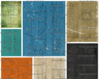 Vintage Train Drawings Collage Set | 10 Vintage Printable JPG Pages | Instant Download | Commercial Use OK | JJ79