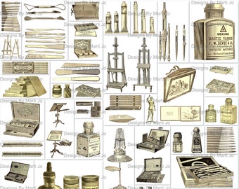 Vintage Art Supplies | Vintage Artist Supplies Clipart | Artist Ephemera | Instant Download | Commercial Use OK | VC23