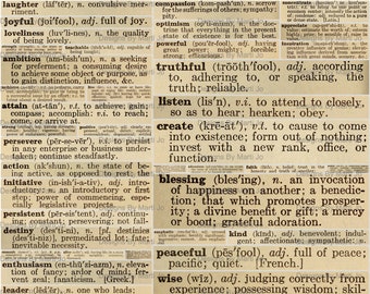 Vintage Motivational Dictionary Words Set 2 | 50 Printable Vintage Junk Journal Inspirational Words | Inspiring Word Strips | VC17