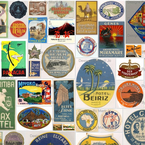Printable Vintage Luggage Stickers Kit 2 50 Printable - Etsy ...