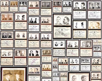 Vintage Federal Agent Identity Cards | 50 Printable Government Photo ID JPGs | Vintage ID Card | BONUS: Two 8.5 x 11 Jpgs/Pdfs (5x5) | TC6