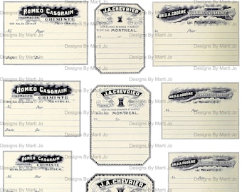 Vintage Pharmacy Prescription Labels | Printable Blank Vintage Apothecary Labels | Antique Drugstore Labels | Commercial Use OK | VL37