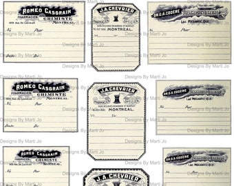 Vintage Pharmacy Prescription Labels | Printable Blank Vintage Apothecary Labels | Antique Drugstore Labels | Commercial Use OK | VL37