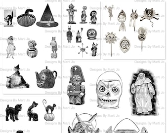 Printable Vintage Halloween Clipart 1 | Vintage Halloween Images | Instant Download | Commercial Use OK | VC53
