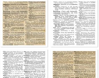 Vintage Motivational Dictionary Definitions Words | Printable Vintage Words Of Inspiration On Two Sheets | Includes PNG Overlays | VC39