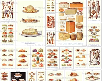 Retro Kitchen Decor |  26 Printable Vintage Food Poster Collection | Digital Download Pack | Wall Art Prints | VPO10