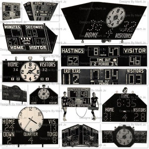 Elementos PNG de placar vintage | 14 clipart de placar esportivo vintage | BÔNUS: Um 8,5 x 11 Jpg e PNG de todas as imagens (3x5) | VC126