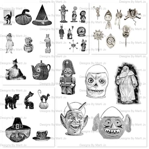 Clipart de Halloween Vintage para Imprimir 1 | Imagens de Halloween Vintage | Download Instantâneo | Uso Comercial OK | VC53
