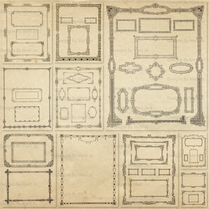 Vintage dekorative Ränder und Rahmen | 10 Vintage Clipart Overlay PNG-Dateien | Sofortdownload | Gewerblicher Gebrauch OK | VC123