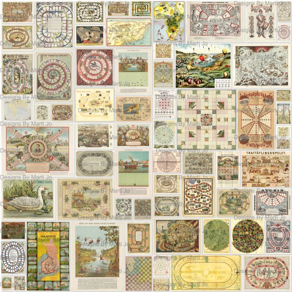 68 Vintage Printable Paper Game Pages | Antique Foreign Paper Toys | Instant Download | Commercial Use OK | JJ91