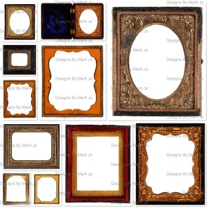 Moldura de foto vintage clipart | 10 arquivos PNG de moldura de foto antiga para impressão | Download instantâneo | Uso comercial OK | VC97