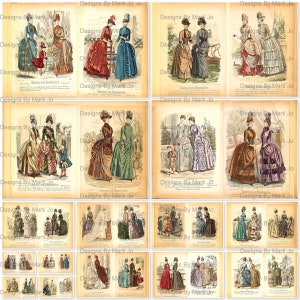ヴィンテージ 1880 年代の女性ファッション デジタル ペーパー ページ | 印刷可能なビクトリア朝ファッション エフェメラ | インスタント デジタル ダウンロード | VP21