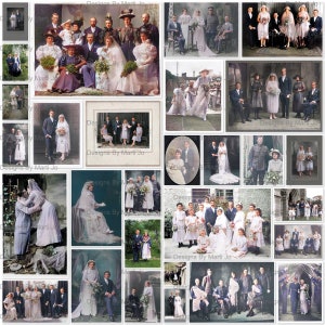 Vintage trouwfoto's | Ingekleurde antieke trouwfoto's | 29 afdrukbare vintage huwelijk jpg-bestanden | Inclusief zwart-wit JPG's | VP13