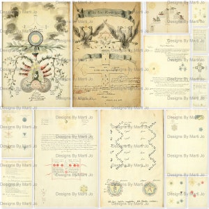 15 páginas JPG vintage místicas para impressão | Conjunto de papel de diário vintage Junk 8 | Download instantâneo | Uso comercial OK | JJ53