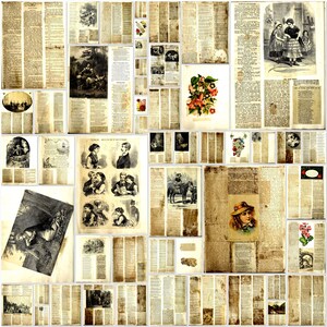 50 páginas JPG para scrapbook vintage para impressão | Conjunto de papel para diário vintage Junk 1 | Download instantâneo | Uso comercial OK | JJ34