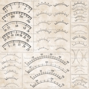 Marques de jauge analogiques vintage imprimables | Fichiers JPG et PNG de mètre vintage antique | Téléchargement instantané | Utilisation commerciale OK | VC111