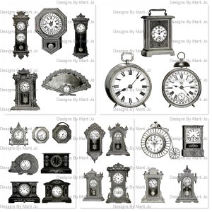 Relógios Vintage | Clipart de Relógio Antigo | Download Instantâneo | Uso Comercial OK | VC94
