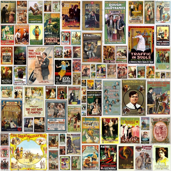 Vintage Movie Posters Set de descarga 1 / 90 Vintage Lobby Posters / 3 Tamaños - 6x6, 5x5, 4x4 / 8.5 x 11 pulgadas Archivos JPG / VPO6
