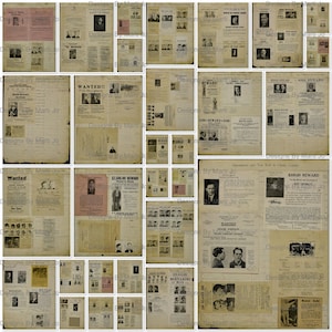 ヴィンテージ 1906 指名手配 / 報奨金ポスター スクラップブック ページ | 30 枚の印刷可能な 8.5 x 11 JPG ファイル | 犯罪ジャーナル | デジタル ダウンロード | TC13