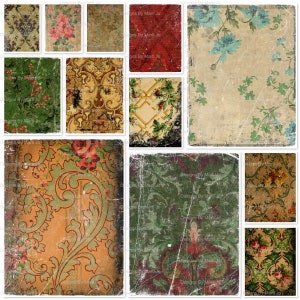 Conjunto de padrões de papel de parede Shabby Chic para impressão 2 | 12 páginas JPG de papel de parede vintage desgastado | Download instantâneo | Uso Comercial OK | PD12