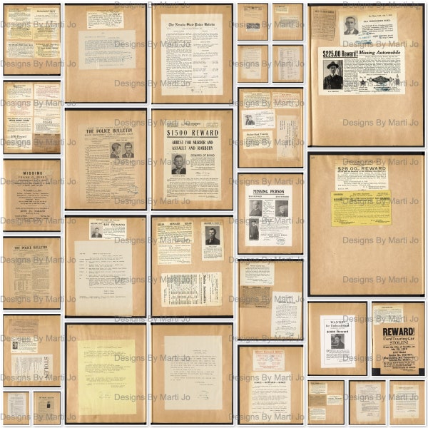 30 politiemisdaad Ephemera Scrapbook JPG-pagina's | 1919 Criminologie Journal Paper Set | Direct downloaden | Commercieel gebruik OK | TC12