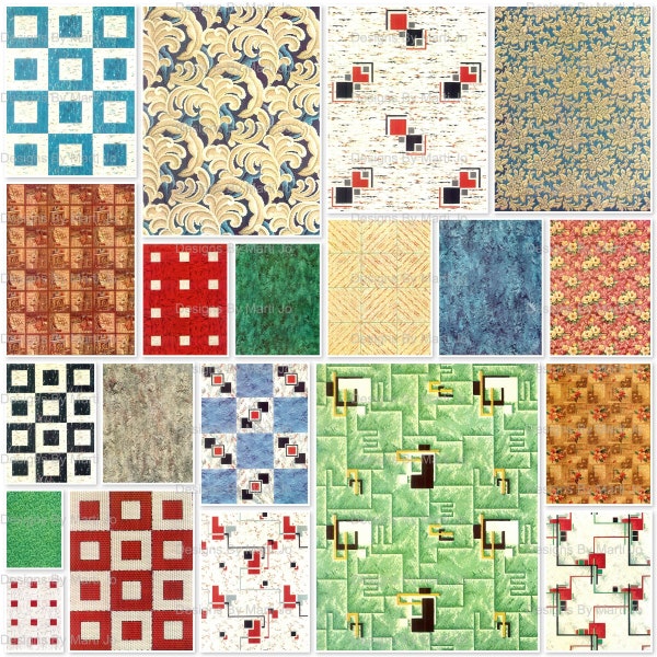 Printable Vintage Sheet Flooring | Colorful Floor Coverings JPG Sheets  | Instant Download | Commercial Use OK | JJ60