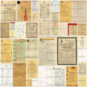 35 páginas JPG de menu de restaurante vintage com preços | Menus antigos para impressão, coisas efêmeras | Download Digital Instantâneo | Uso Comercial OK | JJ81