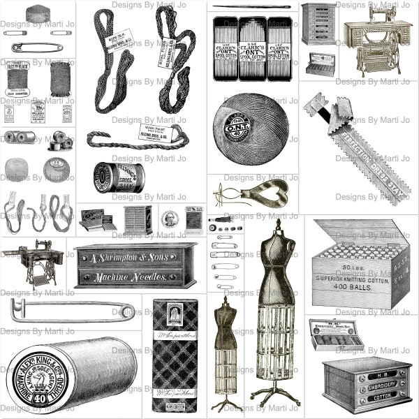 Vintage Sewing Ephemera | Printable Vintage Sewing Images | Instant Download | Commercial Use OK | VC60