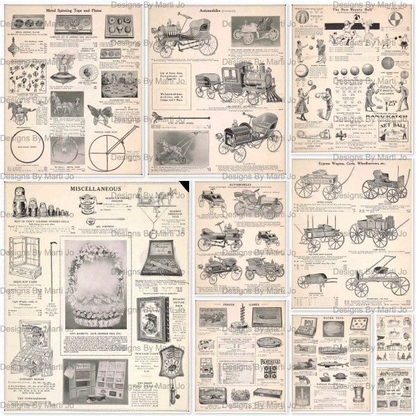 10 Printable Vintage Toy Catalog JPG Pages | Budget Vintage Junk Journal Paper Set 12 | Instant Download | Commercial Use OK | JJ71