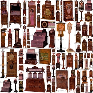 Vintage Penny Arcade Machines-clipart | 75 vintage amusementsapparaten | BONUS: drie 8,5 x 11 JPG/PNG-afbeeldingen (5 x 5) | VC157