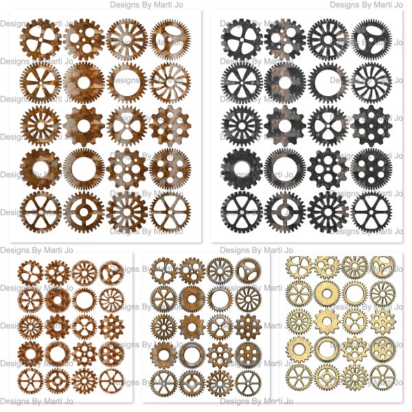 Vintage Gears | 20 Steampunk Style Gears In 5 Different Styles | VC144