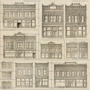 Vintage Building Facades PNG Overlays | 10 Vintage Storefront Collage Pages | Retro Building Clipart | Instant Download | PNG10