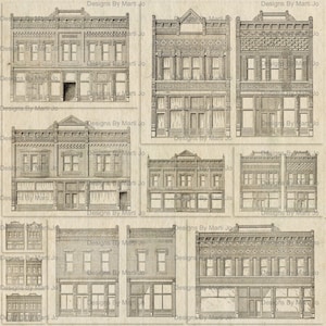 Vintage Building Facades PNG Overlays | 10 Vintage Storefront Collage Pages | Retro Building Clipart | Instant Download | PNG10