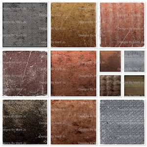 Pode incluir: Uma colagem de nove fundos texturizados diferentes. As texturas incluem metal, couro e madeira. Os fundos são todos em tons de marrom, cinza e preto.