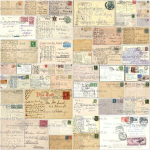 Vintage ausgefüllte Postkarten Set | 50 druckbare antike handgeschriebene Postkarten | Enthält 5x10 JPG und PDF aller Bilder | JJ107