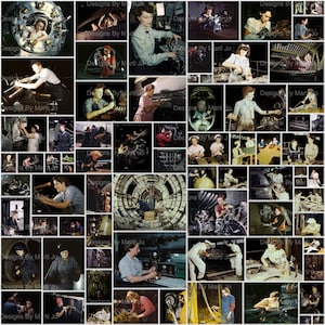 Vintage World War 2 Ephemera Women Working Set 1 | 75 Vintage WW2 Women Factory Workers Color JPGs | Digital Download | VP66
