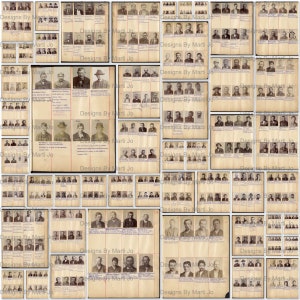 Vintage mugshot misdaad plakboekpagina's | 50 JPG's met strafregisters met meerdere foto's | Direct downloaden | Waargebeurde misdaadverschijnselen | TC15