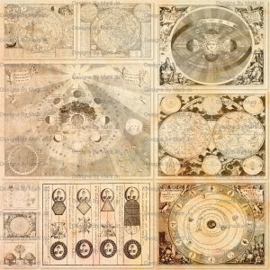 Vintage Astronomie Karte Overlay Set | 10 Antike himmlische Sternenkarte PNG Junk Journal Seiten Sofortiger digitaler Download Kommerzielle Nutzung OK | PNG1