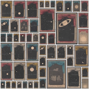Jeu de cartes d'astronomie vintage | 52 fichiers JPG imprimables de « cartes à jouer » astronomiques | BONUS : toutes les cartes sur des fichiers JPG simples - 9 x 6 et 4 x 4 | JJ141