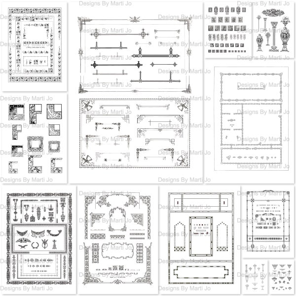 Vintage Decorative Victorian Borders And Ornaments | 12 Vintage Clipart PNG Files | Instant Download | Commercial Use OK | VC13