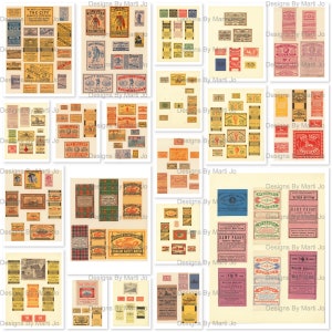 Rare Match Box Templates | 20 8.5 x 11 Inch Antique Swedish Matchbox Labels JPG |  Matchbox Collection | Outer Box Only-No Inner Box | VL61