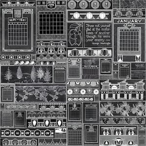Gráficos de quadro-negro vintage | Calendários e banners de clipart de quadro-negro vintage para impressão | Download instantâneo | Uso comercial OK | VC82