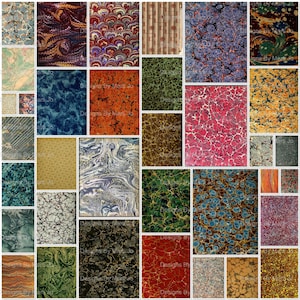 35 Vintage Printable Book Endpapers JPG Pages Set 3 | Budget Decorative Marbled Paper Set | Antique Marbled Paper Download | JJ99