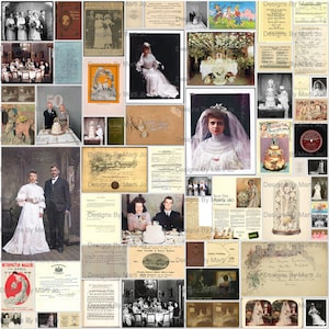 Vintage Wedding Ephemera JPG Files | 50 Unique Sets | 61 Items Total | Printable Vintage Marriage Clipart | Instant Download | VC131
