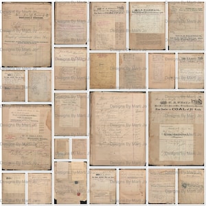 25 recibos e faturas de loja vintage para impressão da década de 1890 em JPG | Páginas iniciais do Junk Journal | Download instantâneo | Uso comercial OK | JJ104